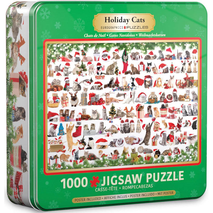 Holiday Cats 1000 Piece Jigsaw Puzzle in Tin Eurographics - for just $24.99! 