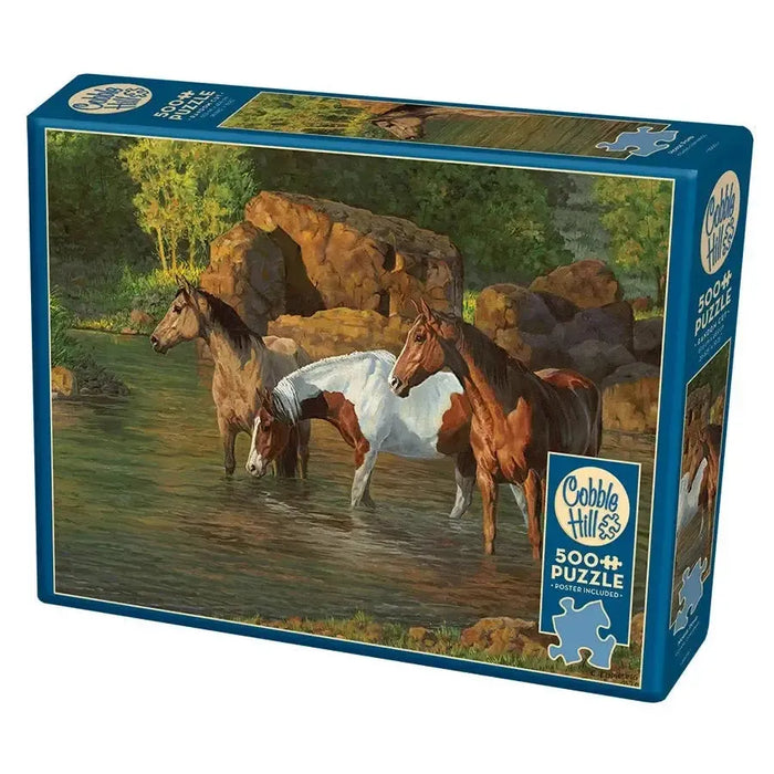 Horse Pond 500 Piece Jigsaw Puzzle Cobble Hill - for just $17.99! 