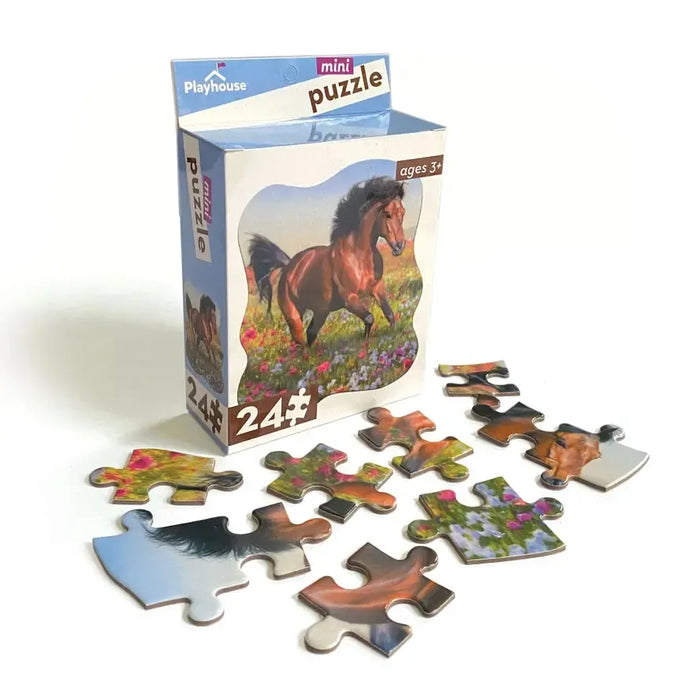 Horse in Meadow 24 Piece Mini Shaped Jigsaw Puzzle Paper House - for just $7.99! 