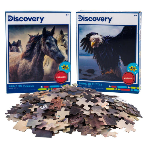 Horses & Bald Eagle Set of 2 300 Piece Lenticular Jigsaw Puzzles Prime 3D - for just $10.99! 