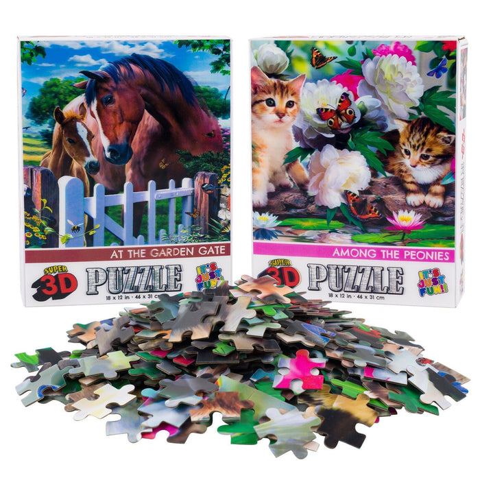 Horses & Kittens Set of 2 300 Piece Lenticular Jigsaw Puzzles Prime 3D - for just $10.99! 