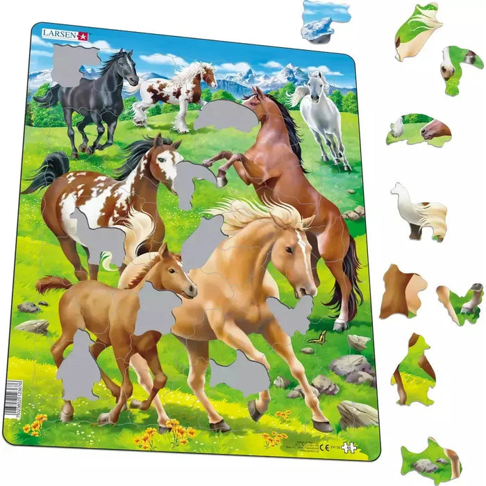 Horses in a Mountain Field 65 Piece Tray Jigsaw Puzzle Larsen - for just $11.99! 