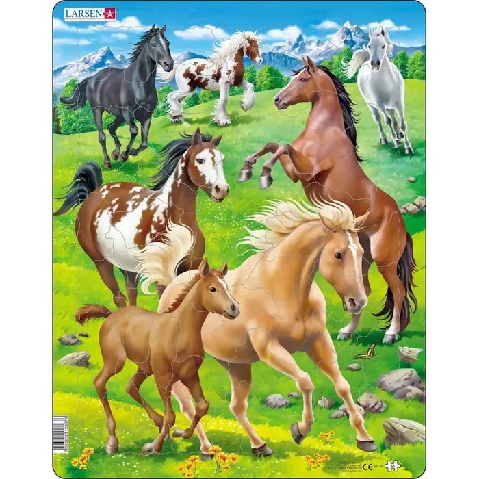 Horses in a Mountain Field 65 Piece Tray Jigsaw Puzzle Larsen - for just $11.99! 