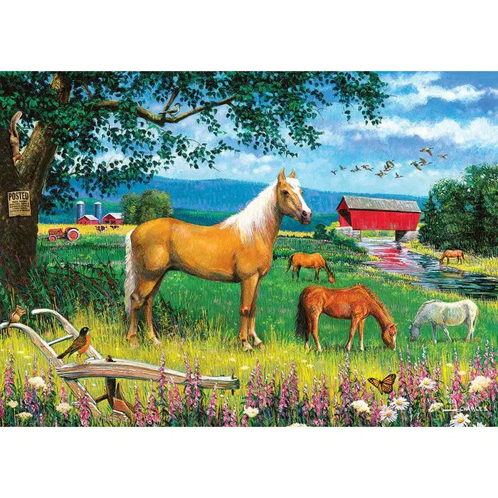 Horses in the Field 35 Piece Tray Jigsaw Puzzle Cobble Hill - for just $9.99! 