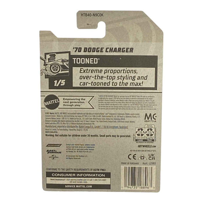 Hot Wheels '70 Dodge Charger - Red Stripe on Trunk - Tooned Series 1/5 - for just $1.79! 