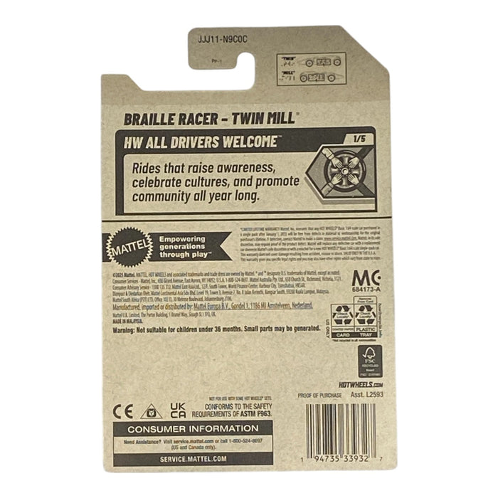 Hot Wheels Braille Racer - Twin Mill | All Drivers Welcome Series 1/5 - for just $1.99! 