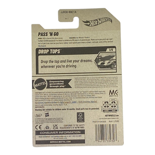 Hot Wheels Pass 'N Go - Monopoly 90 Years - Drop Tops Series 1/5 - for just $3.49! 