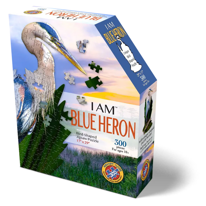 I Am Blue Heron 300 Piece Bird Shaped Jigsaw Puzzle Madd Capp - for just $16.99! 