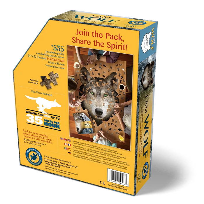 I Am Blue Wolf 550 Piece Head Shaped Jigsaw Puzzle Madd Capp - for just $22.99! 