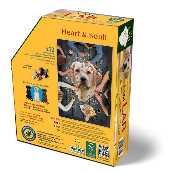 I Am Lab 550 Piece Head Shaped Jigsaw Puzzle Madd Capp - for just $22.99! 