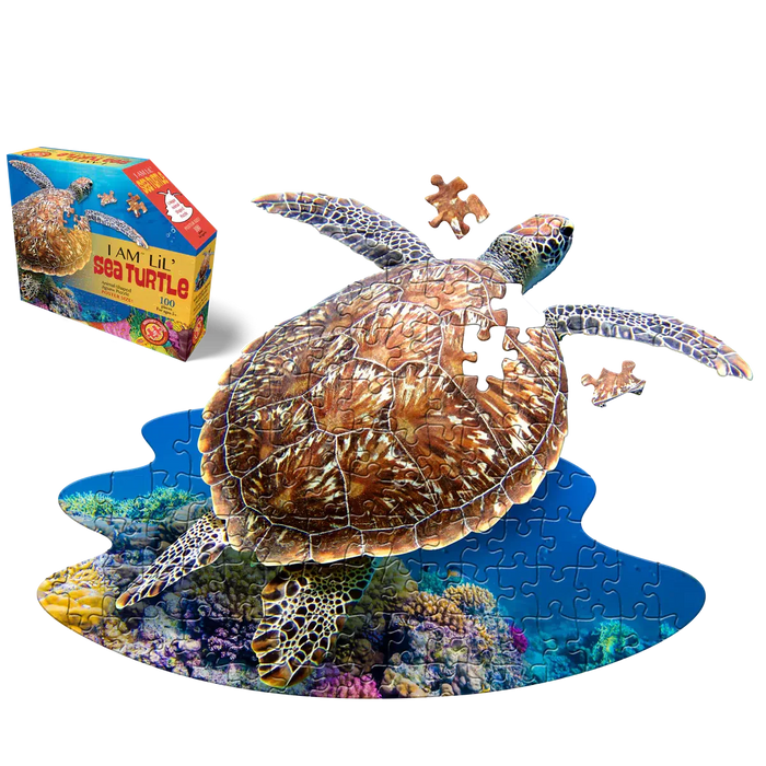 I Am Lil' Sea Turtle 100 Piece Animal Shaped Jigsaw Puzzle Madd Capp - for just $22.99! 