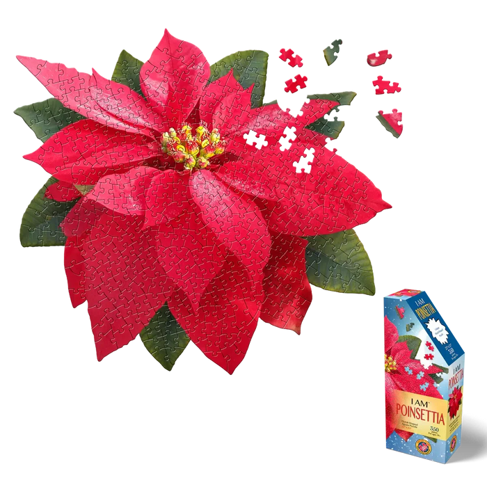 I Am Poinsettia 350 Piece Floral Shaped Jigsaw Puzzle Madd Capp - for just $19.99! 