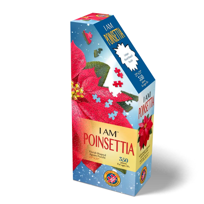 I Am Poinsettia 350 Piece Floral Shaped Jigsaw Puzzle Madd Capp - for just $10.99! 