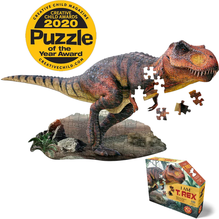 I Am T. Rex 100 Piece Dinosaur Shaped Jigsaw Puzzle Madd Capp - for just $22.99! 