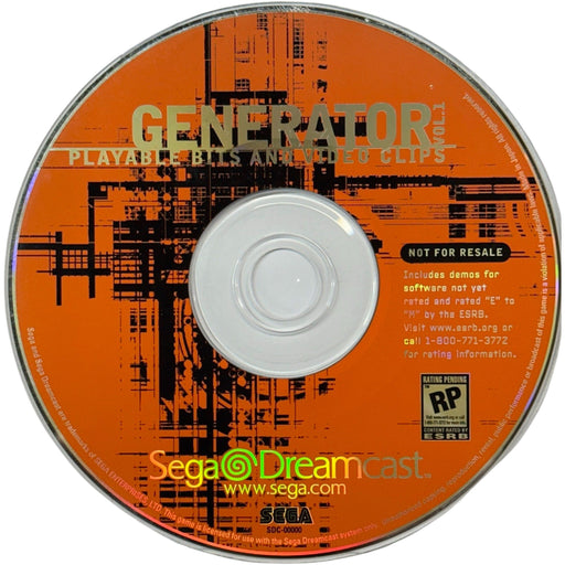 Sega Dreamcast Generator Volume 1 (Playable Bits and Video Clips (DISC ONLY) - Premium Video Games - Just $7.99! Shop now at Retro Gaming of Denver