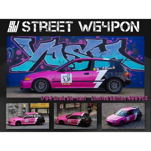 Street Weapon Honda Civic EG6 "No Good Racing" Pink 1:64 - Premium Honda - Just $34.99! Shop now at Retro Gaming of Denver