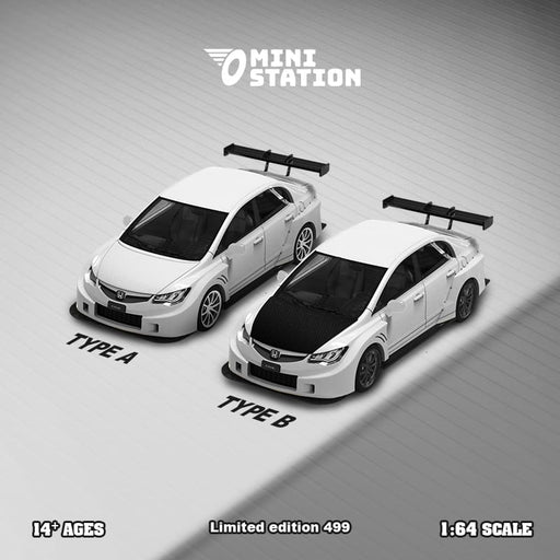 Mini Station Honda Civic FD2 White Widebody 1:64 - Premium Honda - Just $34.99! Shop now at Retro Gaming of Denver