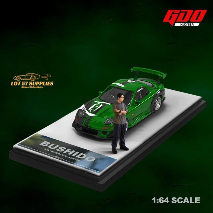 TimeMicro X GDO Mazda RX-7 BUSHIDO Carbon Green KENJI livery 1:64 - Just $36.99! Shop now at Retro Gaming of Denver