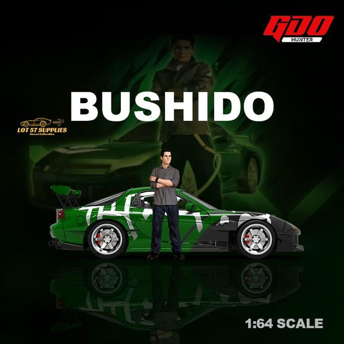 TimeMicro X GDO Mazda RX-7 BUSHIDO Carbon Green KENJI livery 1:64 - Just $36.99! Shop now at Retro Gaming of Denver