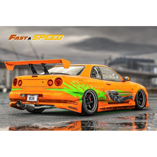 Fast Speed Nissan Skyline GT-R R34 Z-Tune HighWing Edition FNS Livery Amber Orange 1:64 - Premium Nissan - Just $34.99! Shop now at Retro Gaming of Denver