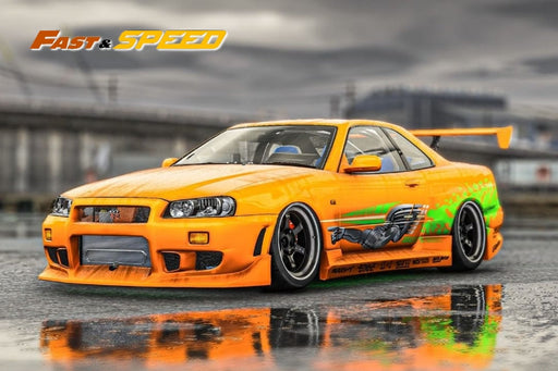 Fast Speed Nissan Skyline GT-R R34 Z-Tune HighWing Edition FNS Livery Amber Orange 1:64 - for just $34.99! 