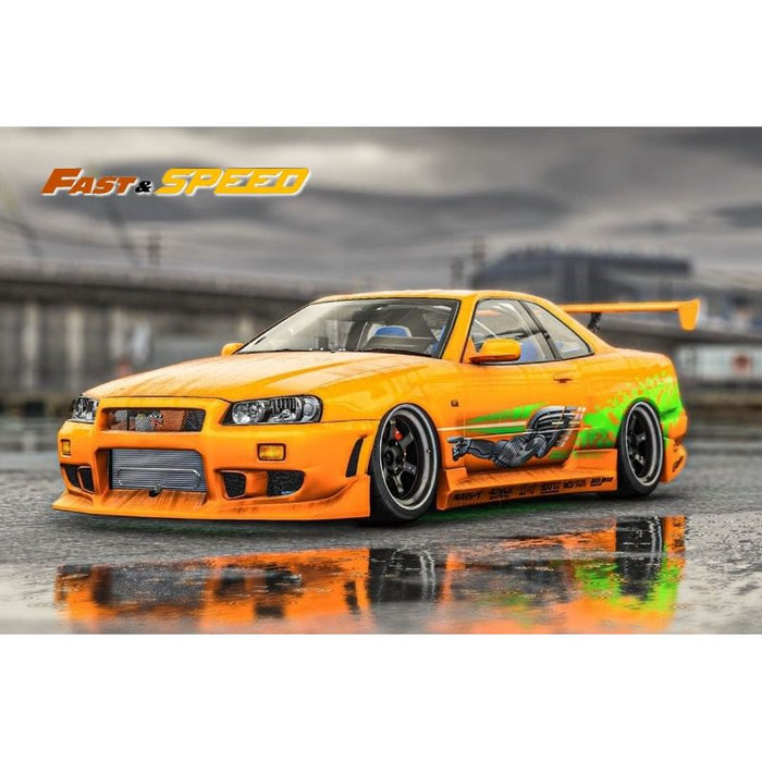 Fast Speed Nissan Skyline GT-R R34 Z-Tune HighWing Edition FNS Livery Amber Orange 1:64 - Just $34.99! Shop now at Retro Gaming of Denver