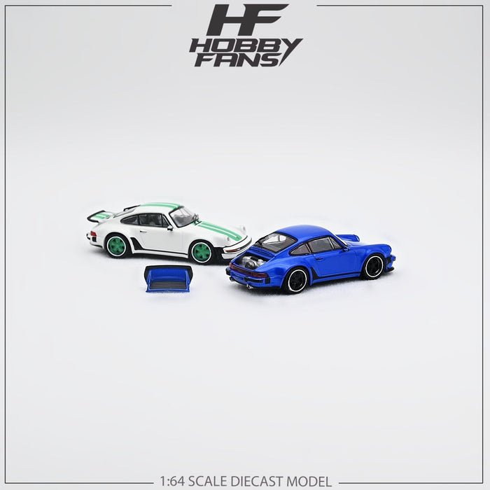 (Pre-Order) HobbyFans Porsche Singer 930 With Removable Rear Engine Cover BLUE / WHITE GREEN PATTERN 1:64 - Just $34.99! Shop now at Retro Gaming of Denver