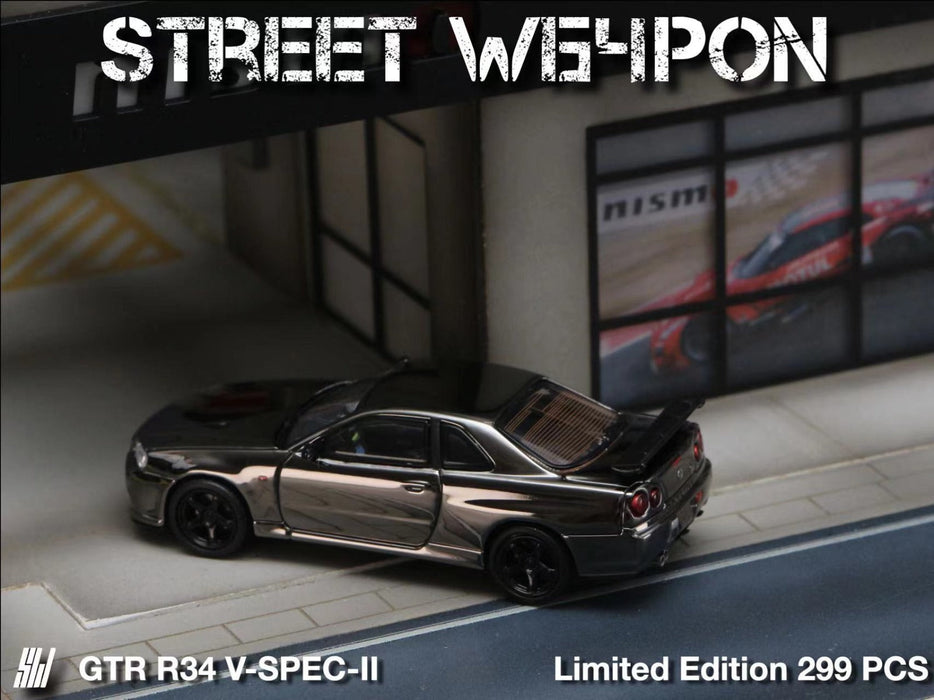 Street Weapon Skyline GTR R34 V-SPEC-II Chrome Plated Limited to 599 Pcs 1:64 - for just $36.99! 