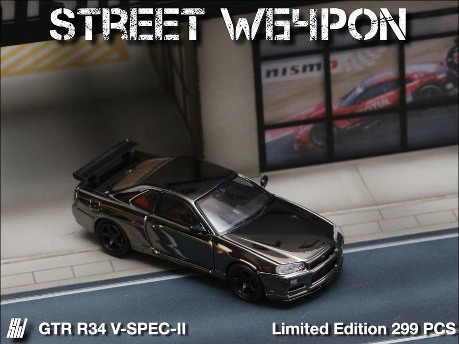Street Weapon Skyline GTR R34 V-SPEC-II Chrome Plated Limited to 599 Pcs 1:64 - for just $36.99! 