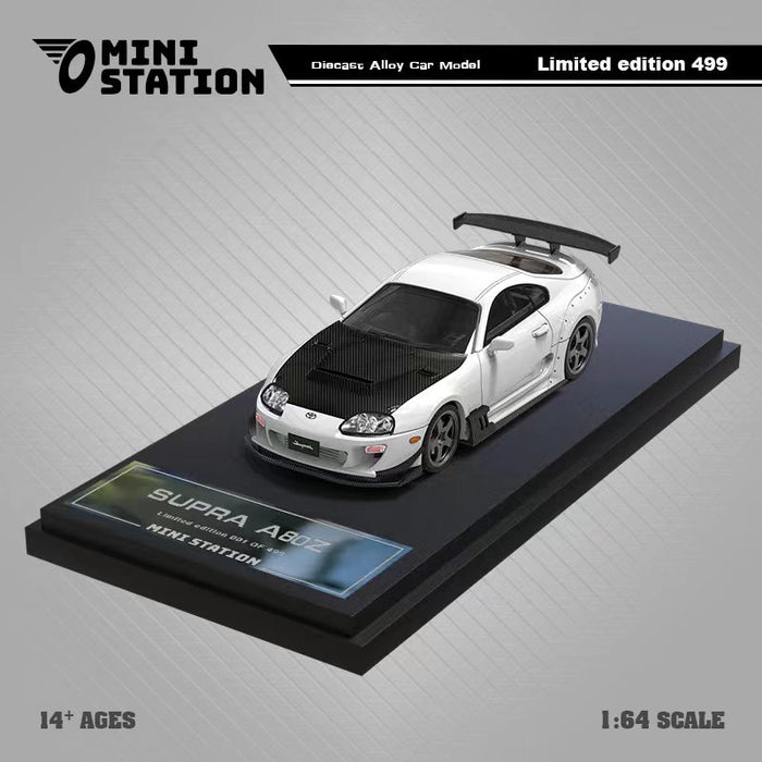 Mini Station Toyota Supra A80Z White / White Black Hood Cover 1:64 - Premium Toyota - Just $34.99! Shop now at Retro Gaming of Denver