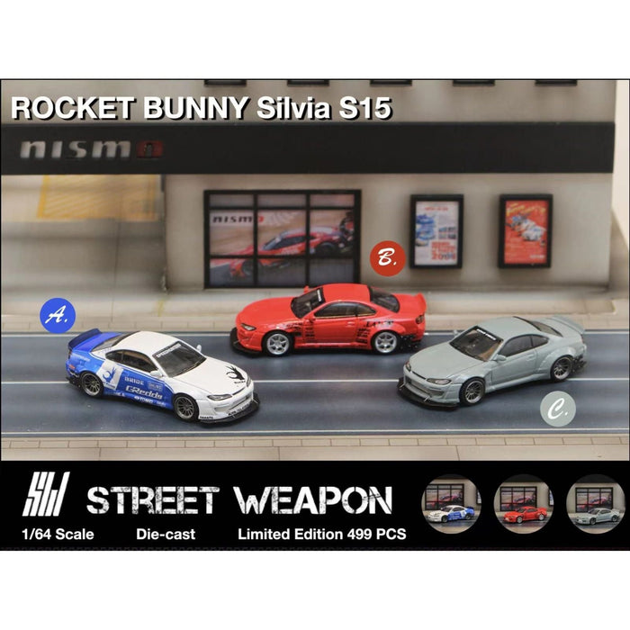 Street Weapon Nissan Silvia S15 Rocket Bunny BLUE WHITE / RED / CEMENT GREY 1:64 - Premium Nissan - Just $32.99! Shop now at Retro Gaming of Denver