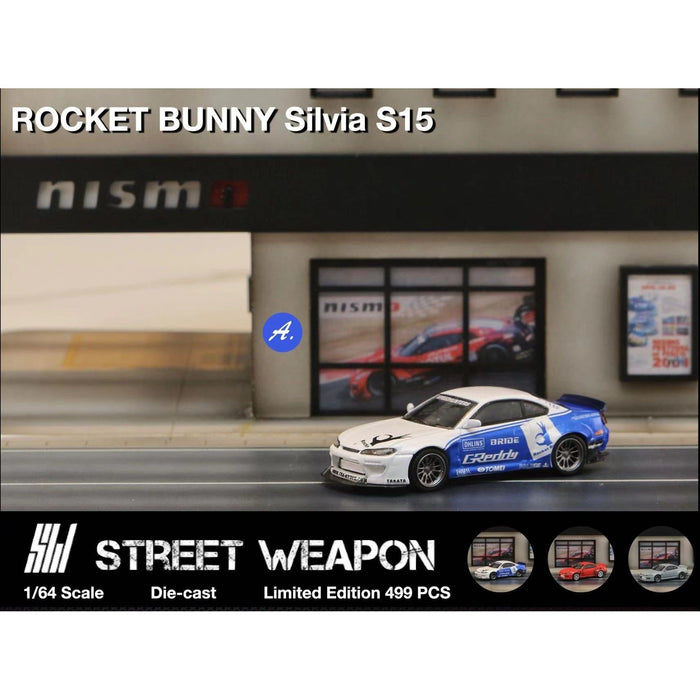Street Weapon Nissan Silvia S15 Rocket Bunny BLUE WHITE / RED / CEMENT GREY 1:64 - Premium Nissan - Just $32.99! Shop now at Retro Gaming of Denver