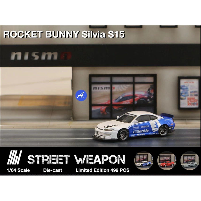 Street Weapon Nissan Silvia S15 Rocket Bunny BLUE WHITE / RED / CEMENT GREY 1:64 - Premium Nissan - Just $32.99! Shop now at Retro Gaming of Denver