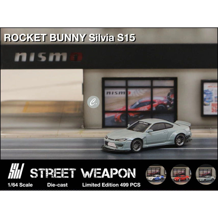 Street Weapon Nissan Silvia S15 Rocket Bunny BLUE WHITE / RED / CEMENT GREY 1:64 - Premium Nissan - Just $32.99! Shop now at Retro Gaming of Denver