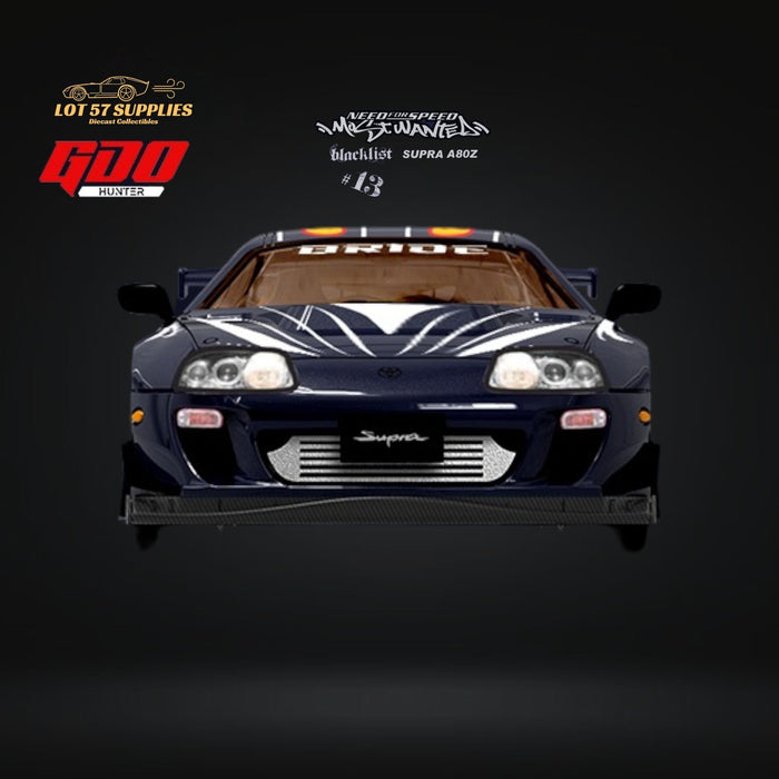 GDO x TIMEMICRO Toyota Supra A80Z NFS Most Wanted Black List #13 VIC Navy Blue 1:64 - Just $32.99! Shop now at Retro Gaming of Denver