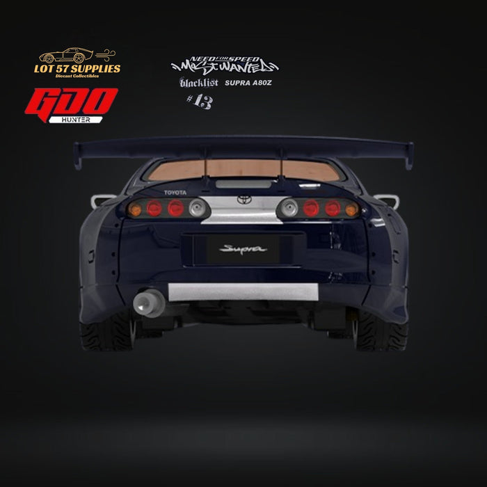 GDO x TIMEMICRO Toyota Supra A80Z NFS Most Wanted Black List #13 VIC Navy Blue 1:64 - Just $32.99! Shop now at Retro Gaming of Denver