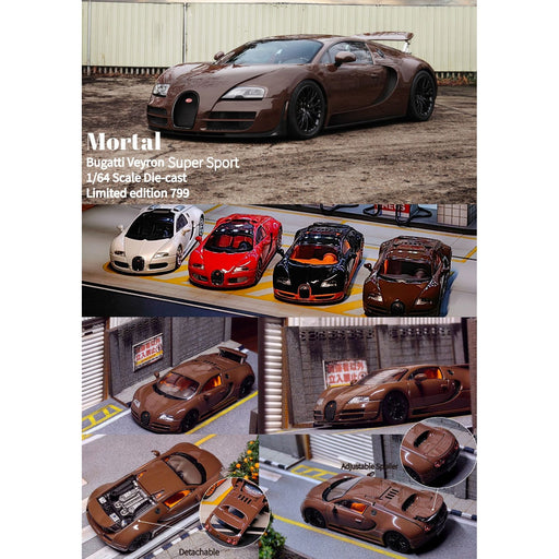 Mortal Bugatti Veyron Super Sport in Chocolate Brown With Adjustable Wing & Removable Rear Engine Cover 1:64 - Premium Bugatti - Just $34.99! Shop now at Retro Gaming of Denver