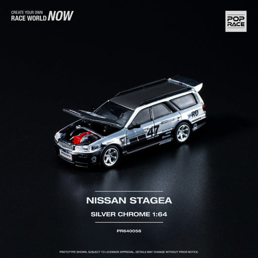 Pop Race Nissan Stagea R34 Chrome Silver PR640056 1:64 - Premium Nissan - Just $23.99! Shop now at Retro Gaming of Denver