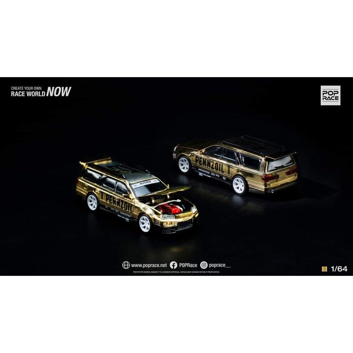 Pop Race Nissan Stagea R34 Gold Chrome PR640057 1:64 - Just $23.99! Shop now at Retro Gaming of Denver