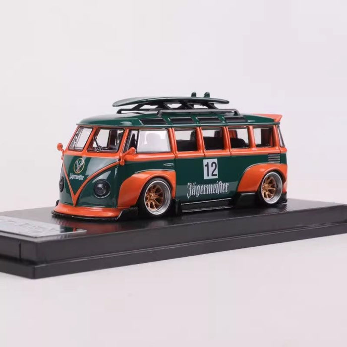 LF Model Volkswagen T1 Kombi WideBody with Surfboard in Jagermeister #12 Livery 1:64 - Just $29.99! Shop now at Retro Gaming of Denver