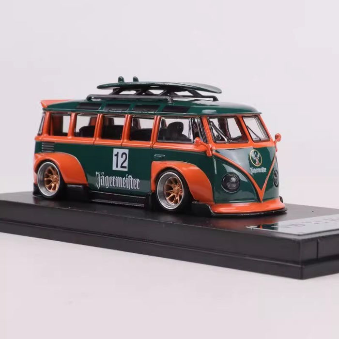 LF Model Volkswagen T1 Kombi WideBody with Surfboard in Jagermeister #12 Livery 1:64 - Premium Volkswagen - Just $29.99! Shop now at Retro Gaming of Denver