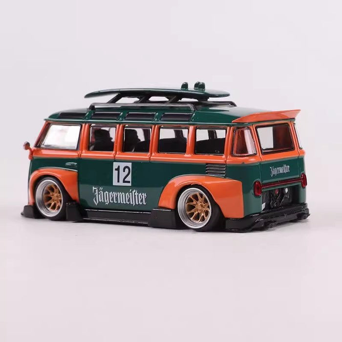 LF Model Volkswagen T1 Kombi WideBody with Surfboard in Jagermeister #12 Livery 1:64 - Just $29.99! Shop now at Retro Gaming of Denver