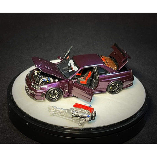 PGM X ONE MODEL Nissan Skyline R34 Z-TUNE Midnight Purple Fully Openable With Engine Included Luxury Base 1:64 PGM-641003 - Premium Nissan - Just $94.99! Shop now at Retro Gaming of Denver