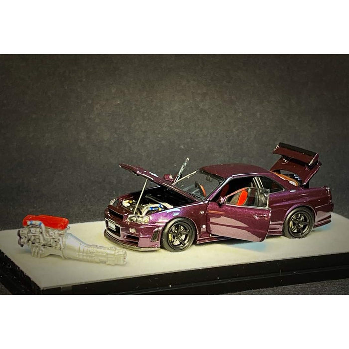 PGM X ONE MODEL Nissan Skyline R34 Z-TUNE Midnight Purple Fully Openable With Engine Included Standard Base 1:64 PGM-641003 - Just $84.99! Shop now at Retro Gaming of Denver