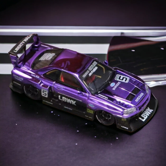 (Pre-Order) Street Weapon LBWK ER34 Nissan Skyline GT-R Chrome Purple 1:64 Limited to 500 Pcs - Just $37.99! Shop now at Retro Gaming of Denver