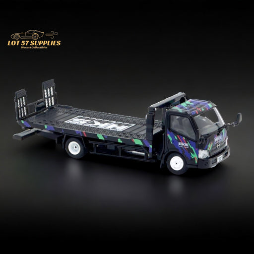 Unique Model Hino 300 Dutro Flatbed Flatbed Tow Truck in HKS Livery 1:64 - Premium HINO - Just $59.99! Shop now at Retro Gaming of Denver