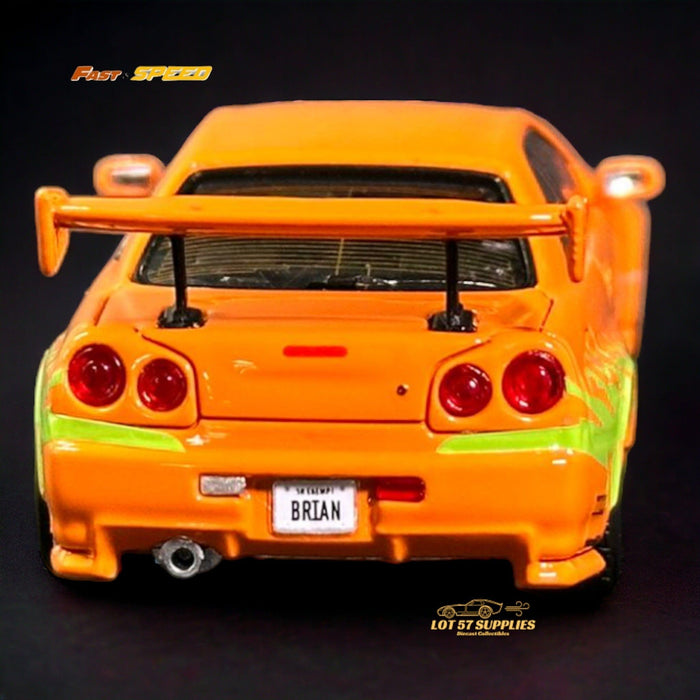 Fast Speed Nissan Skyline GT-R R34 Z-Tune HighWing Edition FNS Livery Amber Orange 1:64 - Just $34.99! Shop now at Retro Gaming of Denver