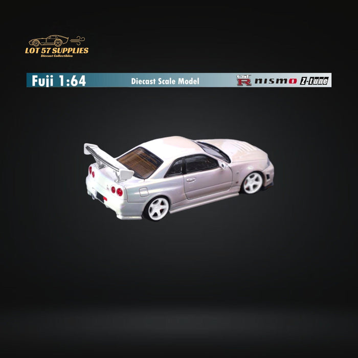 Fuji Skyline GT-R R34 Nismo Z-Tune High Wing White Pearl 1:64 - Just $34.99! Shop now at Retro Gaming of Denver