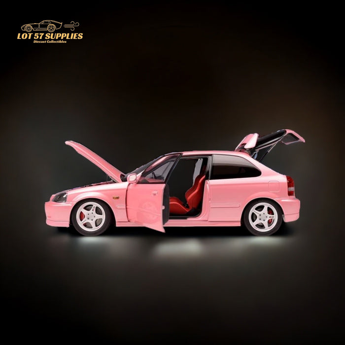 (Pre-Order) MOTORHELIX Honda Civic Type-R EK9 Sweet Pink With Desmond EVO Wheels 1:18 - Just $314.99! Shop now at Retro Gaming of Denver
