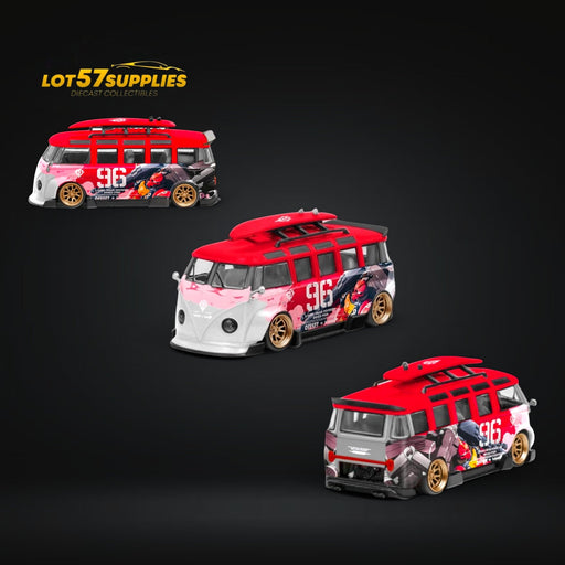 LF Model Volkswagen T1 Kombi WideBody with Surfboard in Akiba #96 Livery 1:64 - for just $32.99! 